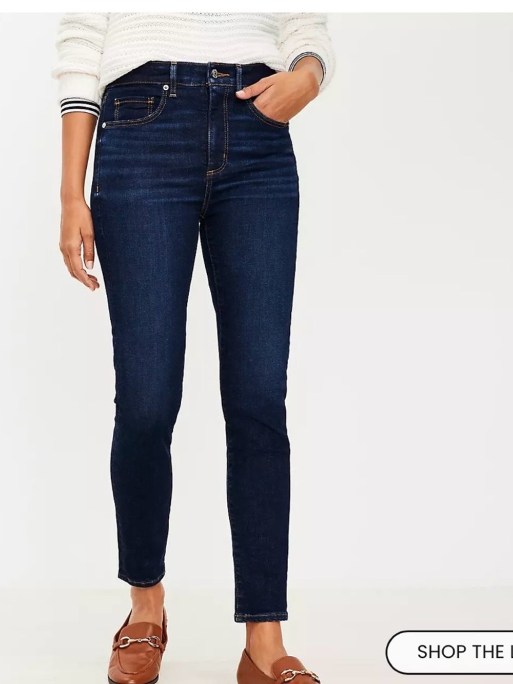 Loft women's  Dark Blue Slim Fit Jeans curvy high rise size 4 worn once only